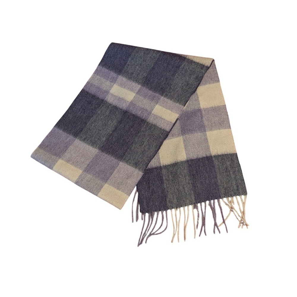 NEW Edinburgh Lambswool Collection Scarf Plaid 100% Virgin Wool Purple NWT